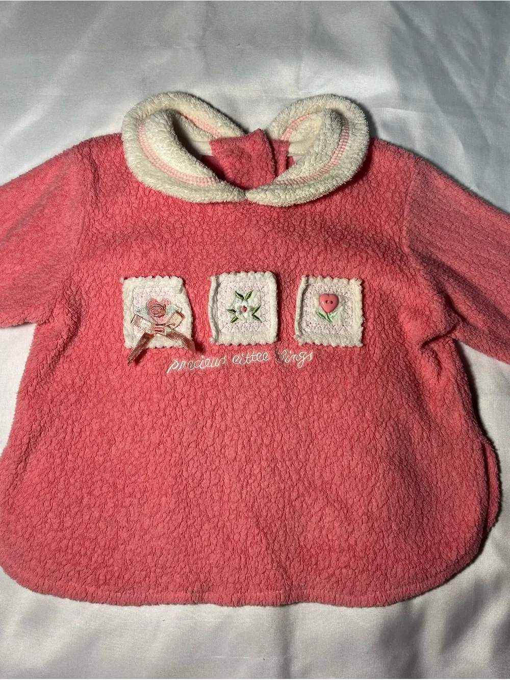 Vintage Baby Beginnings Pink  Sweater 3-6M Floral Embroidered Baby Top